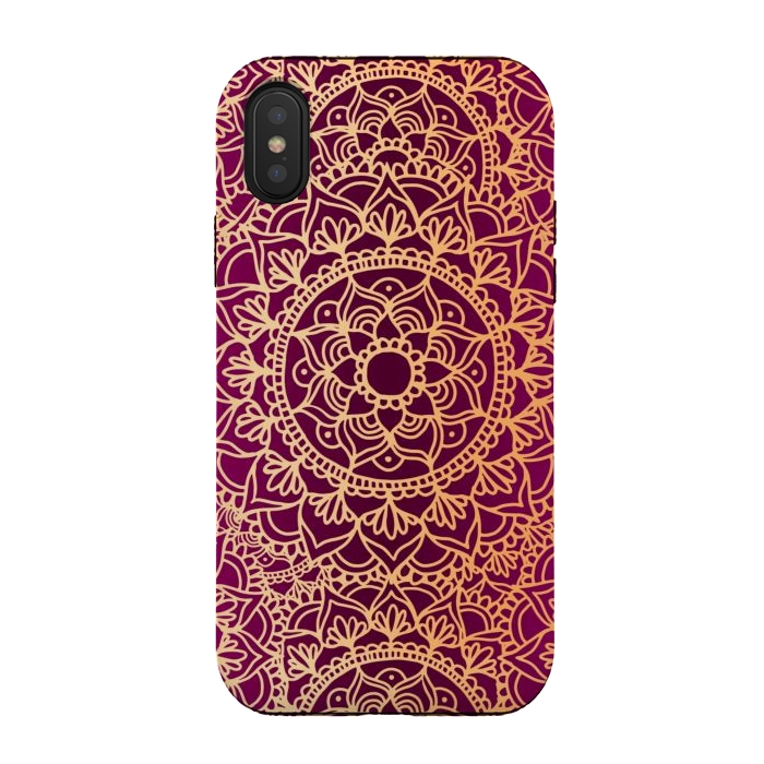 iPhone Xs / X StrongFit Pink and Yellow Mandala Pattern by Julie Erin Designs