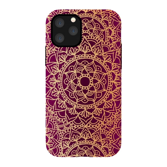 iPhone 11 Pro StrongFit Pink and Yellow Mandala Pattern by Julie Erin Designs