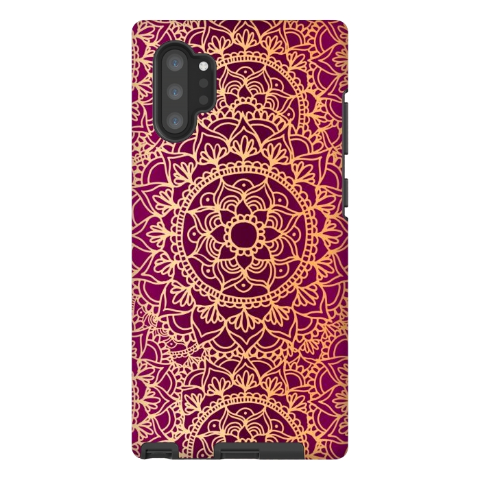 Galaxy Note 10 plus StrongFit Pink and Yellow Mandala Pattern by Julie Erin Designs