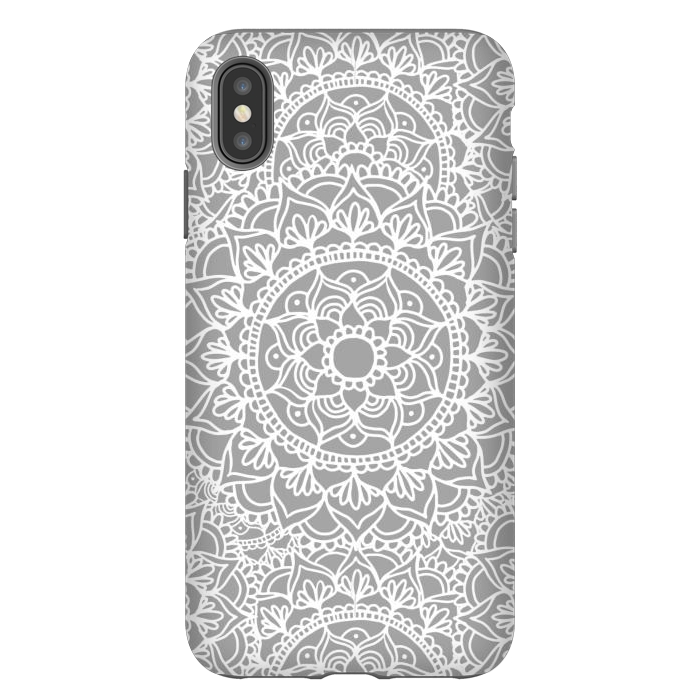 iPhone Xs Max StrongFit White and Gray Mandala Pattern by Julie Erin Designs