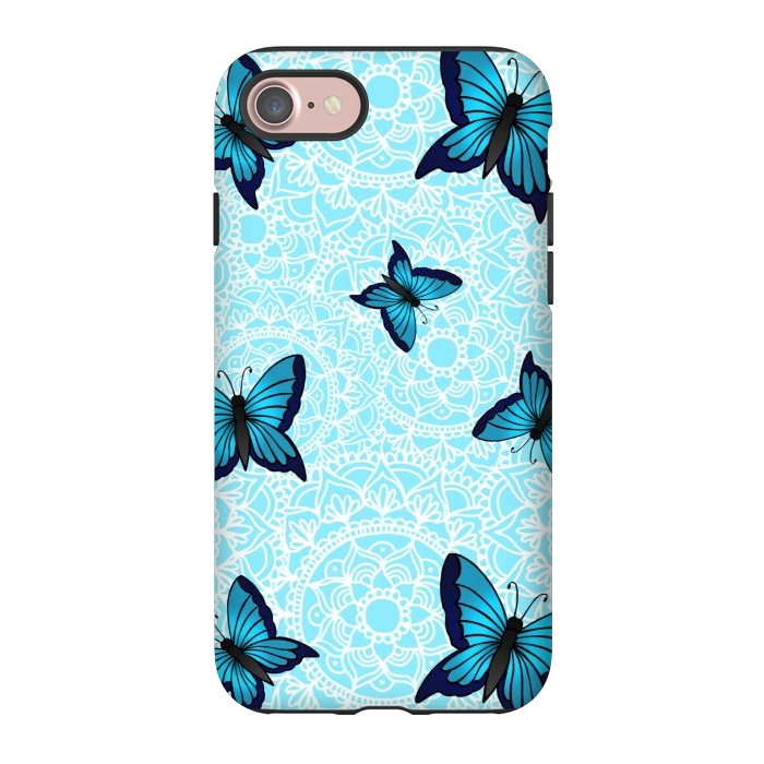 iPhone 7 StrongFit Blue Butterfly Mandala Pattern by Julie Erin Designs