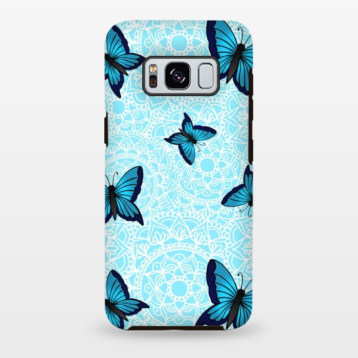Galaxy S8 plus StrongFit Blue Butterfly Mandala Pattern by Julie Erin Designs