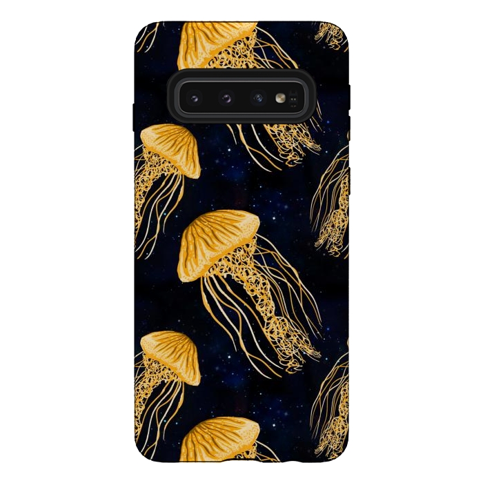 Galaxy S10 StrongFit Galaxy Jellyfish Pattern by Julie Erin Designs