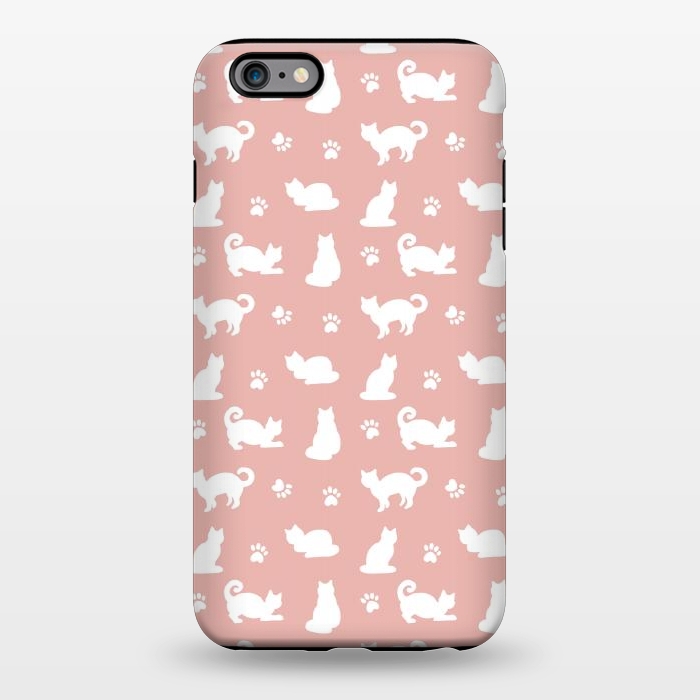 iPhone 6/6s plus StrongFit Pink and White Cat Pattern by Julie Erin Designs