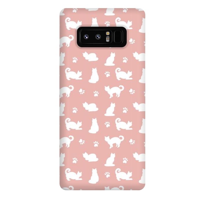 Galaxy Note 8 StrongFit Pink and White Cat Pattern by Julie Erin Designs