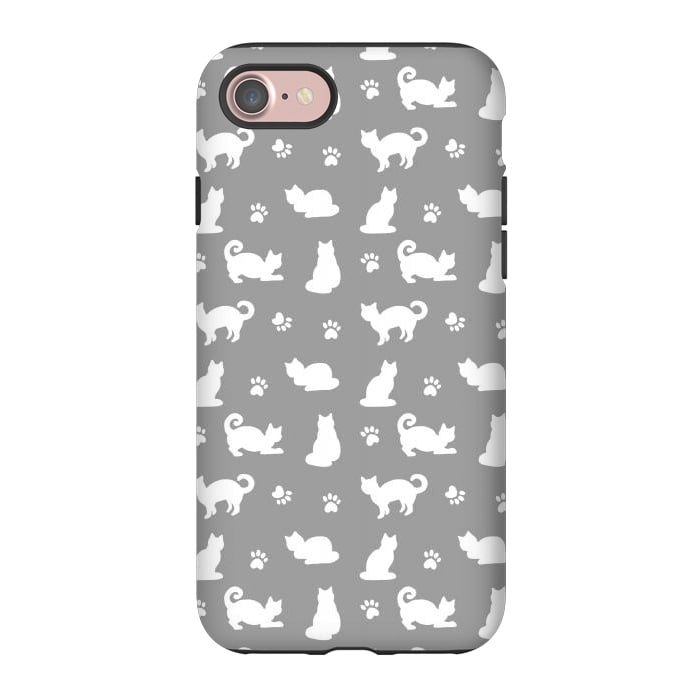 iPhone 7 StrongFit White and Gray Cat Pattern by Julie Erin Designs