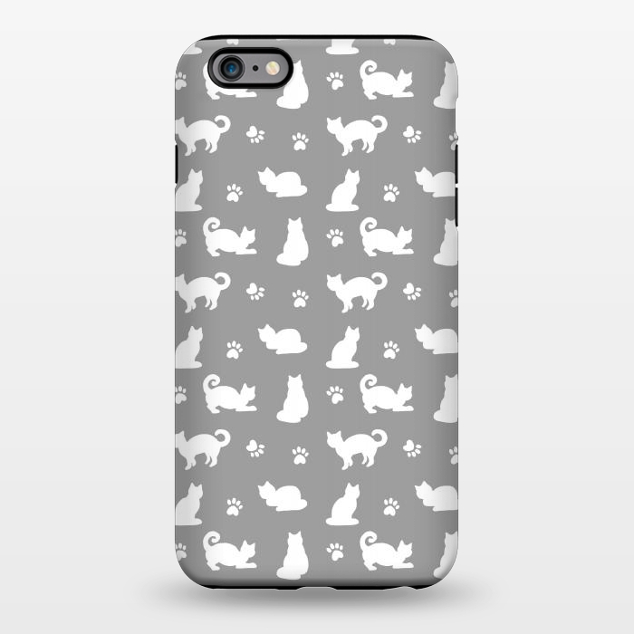iPhone 6/6s plus StrongFit White and Gray Cat Pattern by Julie Erin Designs