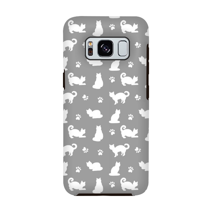 Galaxy S8 StrongFit White and Gray Cat Pattern by Julie Erin Designs