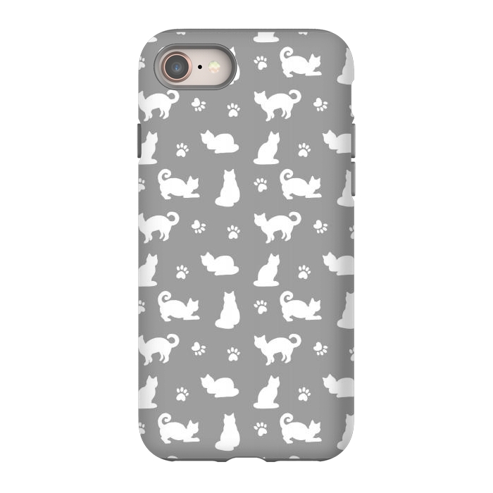 iPhone 8 StrongFit White and Gray Cat Pattern by Julie Erin Designs