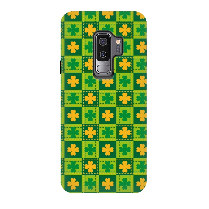 Galaxy S9 plus StrongFit YELLOW GREEN LEAVES PATTERN by MALLIKA