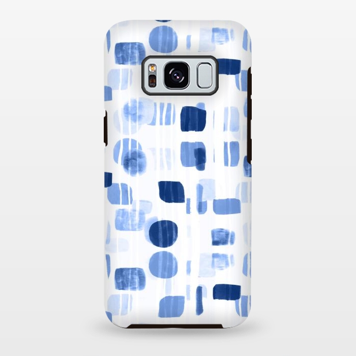Galaxy S8 plus StrongFit Blue Abstract Gouache Shapes  by Tigatiga