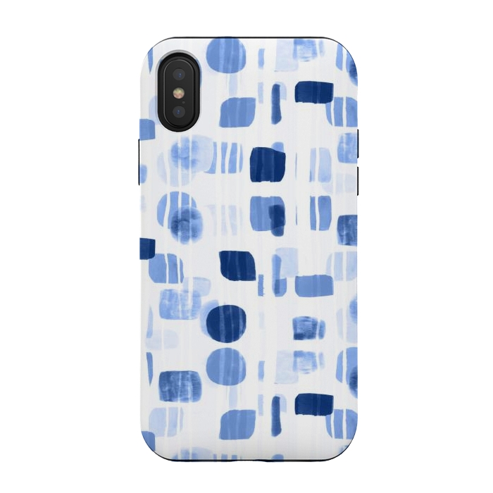 iPhone Xs / X StrongFit Blue Abstract Gouache Shapes  by Tigatiga