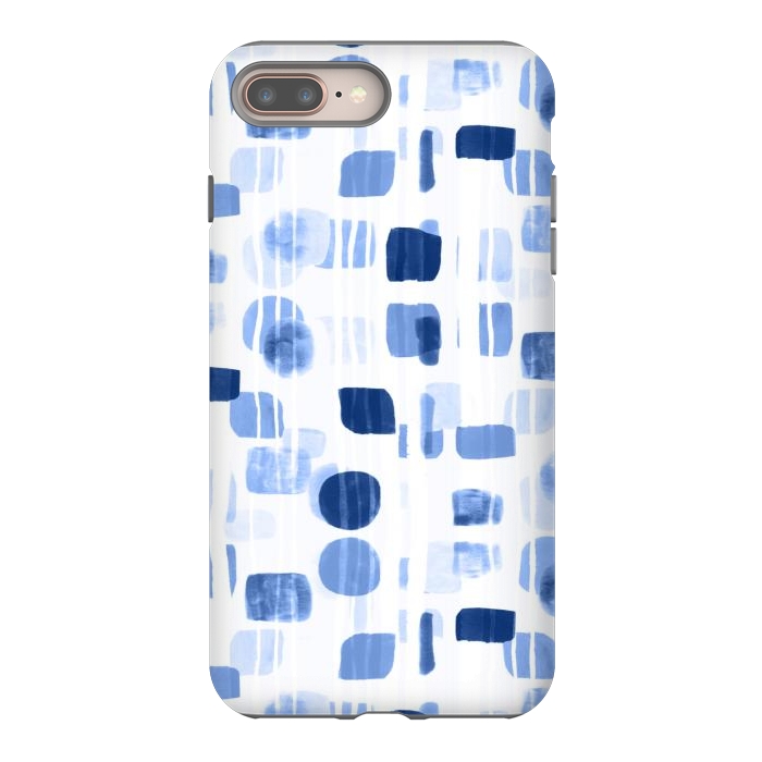 iPhone 8 plus StrongFit Blue Abstract Gouache Shapes  by Tigatiga