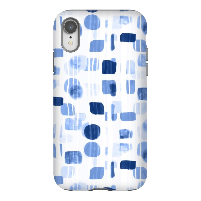iPhone Xr StrongFit Blue Abstract Gouache Shapes  by Tigatiga