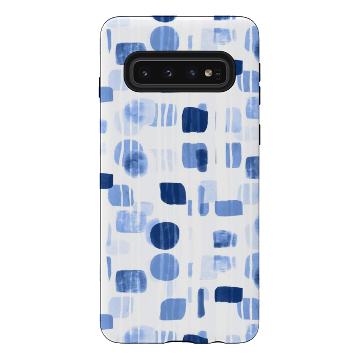 Galaxy S10 StrongFit Blue Abstract Gouache Shapes  by Tigatiga