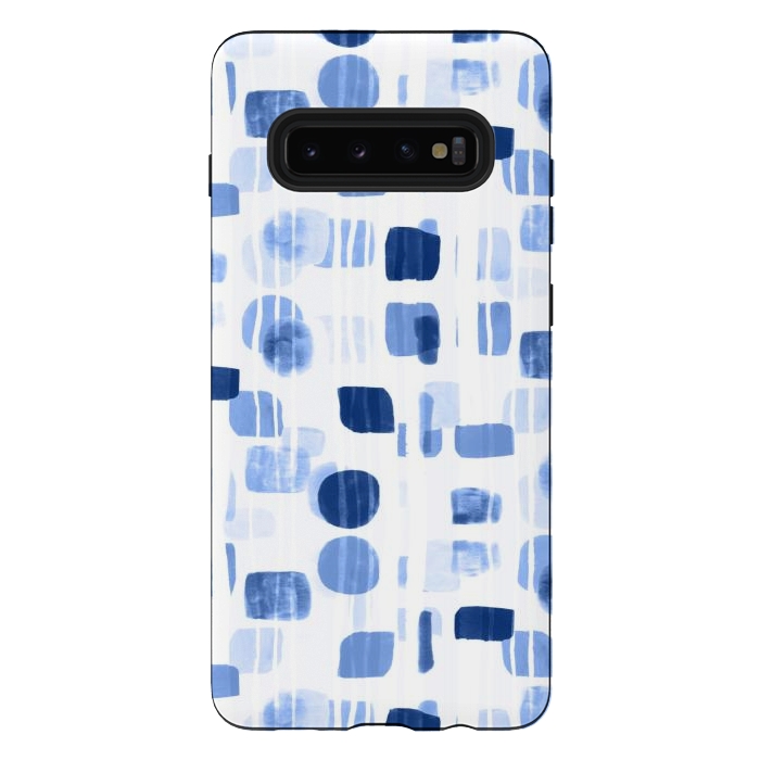 Galaxy S10 plus StrongFit Blue Abstract Gouache Shapes  by Tigatiga