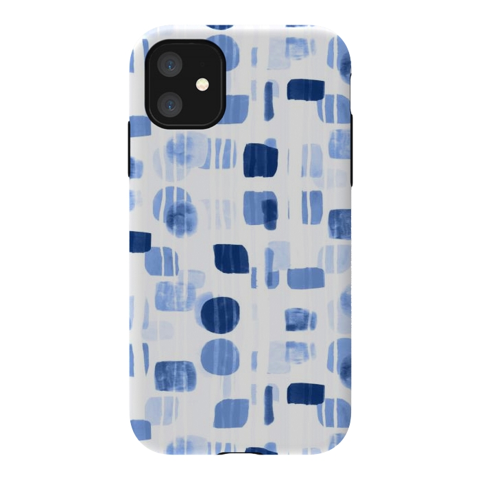 iPhone 11 StrongFit Blue Abstract Gouache Shapes  by Tigatiga