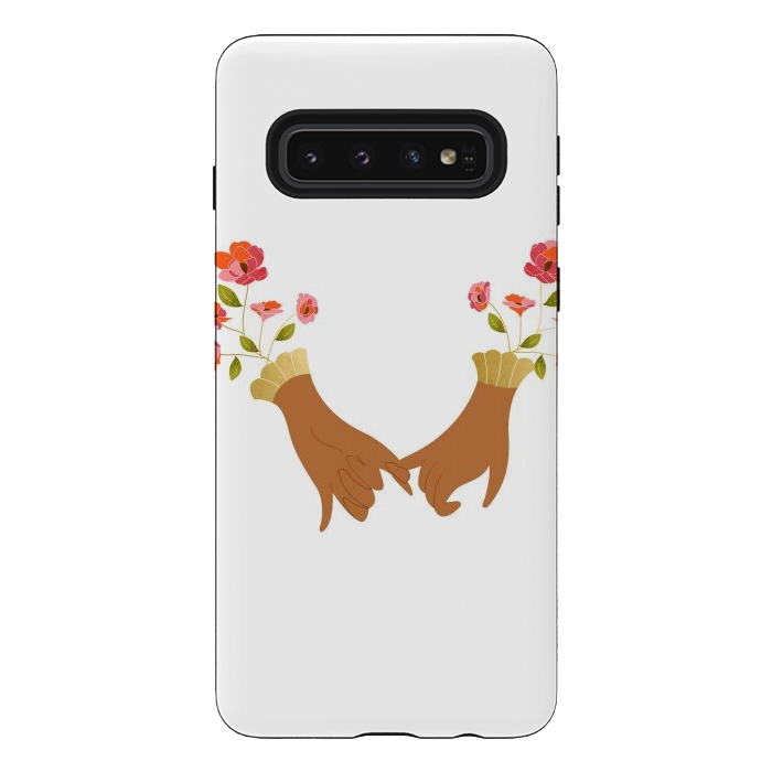 Galaxy S10 StrongFit I Pinky Promise | Valentine's Day Love Friendship | Floral Botanical Join Hands Forever by Uma Prabhakar Gokhale