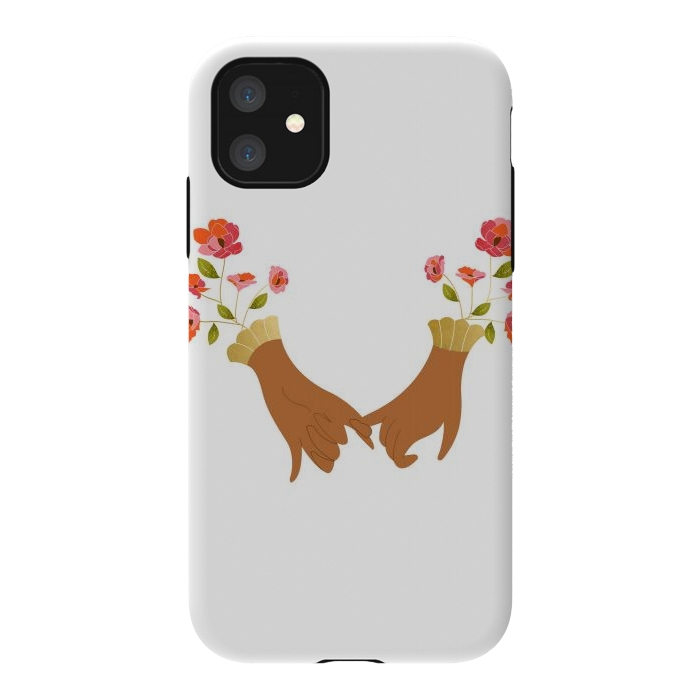 iPhone 11 StrongFit I Pinky Promise | Valentine's Day Love Friendship | Floral Botanical Join Hands Forever by Uma Prabhakar Gokhale