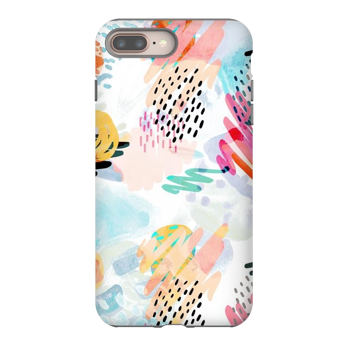 iPhone 7 plus StrongFit Playful paint splats and brushed doodles by Oana 