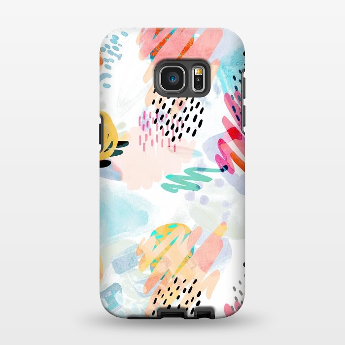 Galaxy S7 EDGE StrongFit Playful paint splats and brushed doodles by Oana 