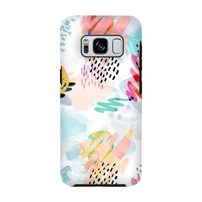 Galaxy S8 StrongFit Playful paint splats and brushed doodles by Oana 