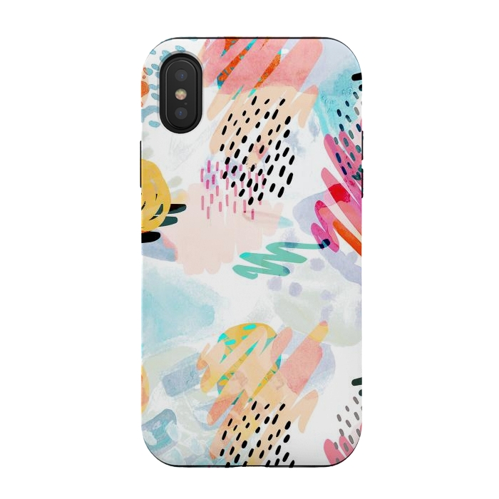 iPhone Xs / X StrongFit Playful paint splats and brushed doodles by Oana 