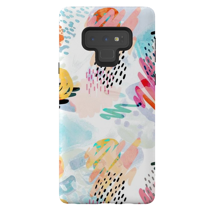 Galaxy Note 9 StrongFit Playful paint splats and brushed doodles by Oana 