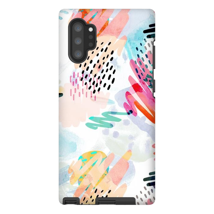 Galaxy Note 10 plus StrongFit Playful paint splats and brushed doodles by Oana 