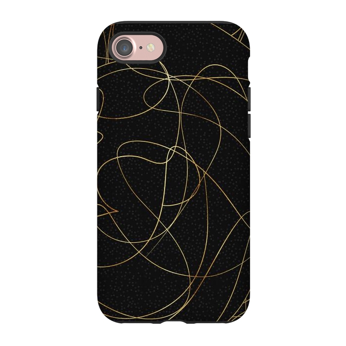 iPhone 7 StrongFit Modern Gold Line Art Gray Dots Abstract Design by InovArts