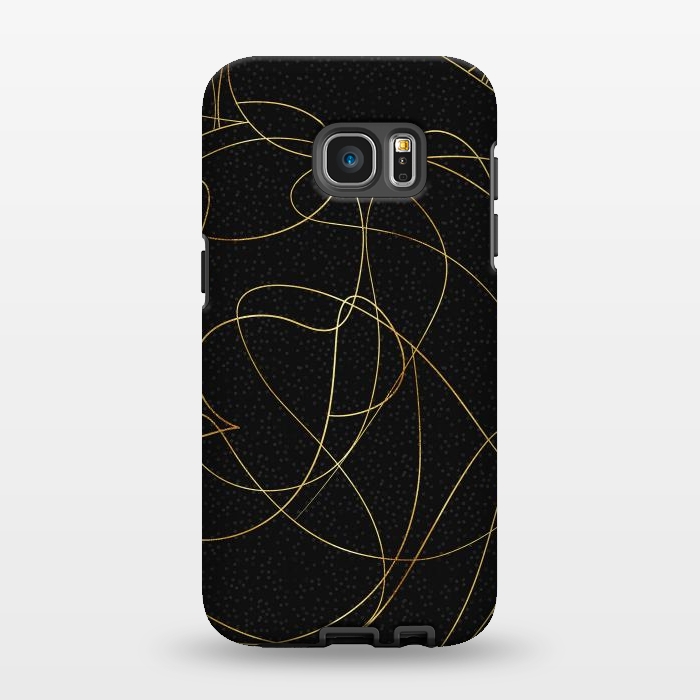 Galaxy S7 EDGE StrongFit Modern Gold Line Art Gray Dots Abstract Design by InovArts