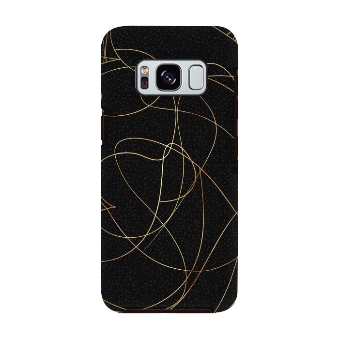 Galaxy S8 StrongFit Modern Gold Line Art Gray Dots Abstract Design by InovArts