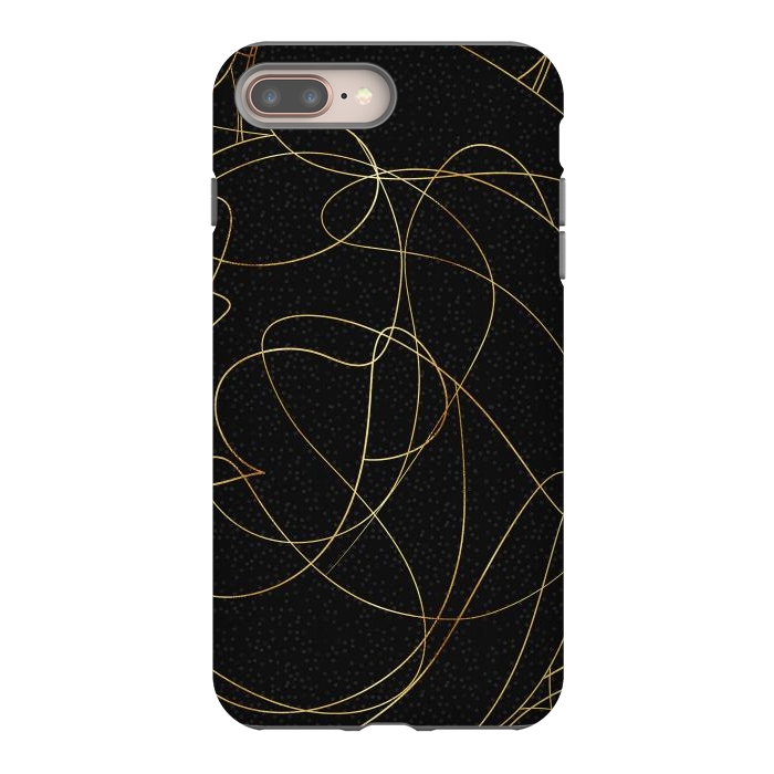 iPhone 8 plus StrongFit Modern Gold Line Art Gray Dots Abstract Design by InovArts