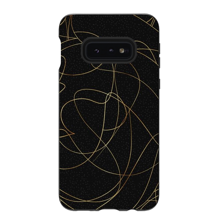 Galaxy S10e StrongFit Modern Gold Line Art Gray Dots Abstract Design by InovArts