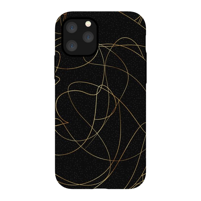 iPhone 11 Pro StrongFit Modern Gold Line Art Gray Dots Abstract Design by InovArts