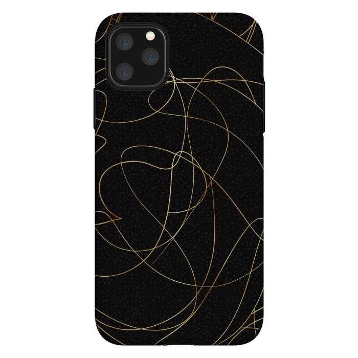 iPhone 11 Pro Max StrongFit Modern Gold Line Art Gray Dots Abstract Design by InovArts