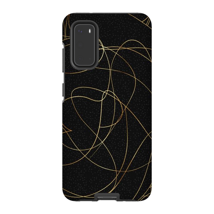 Galaxy S20 StrongFit Modern Gold Line Art Gray Dots Abstract Design by InovArts