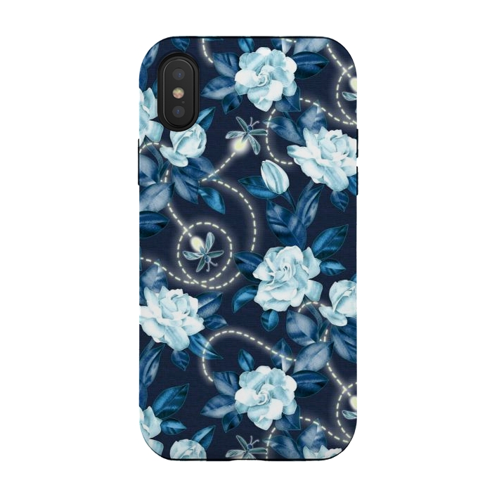iPhone Xs / X StrongFit Midnight Sparkles - fireflies and flowers by Micklyn Le Feuvre