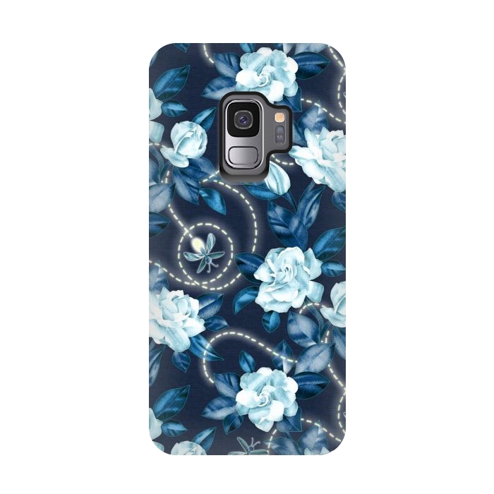 Galaxy S9 StrongFit Midnight Sparkles - fireflies and flowers by Micklyn Le Feuvre