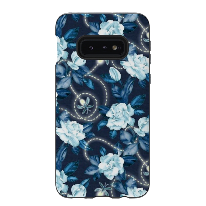 Galaxy S10e StrongFit Midnight Sparkles - fireflies and flowers by Micklyn Le Feuvre