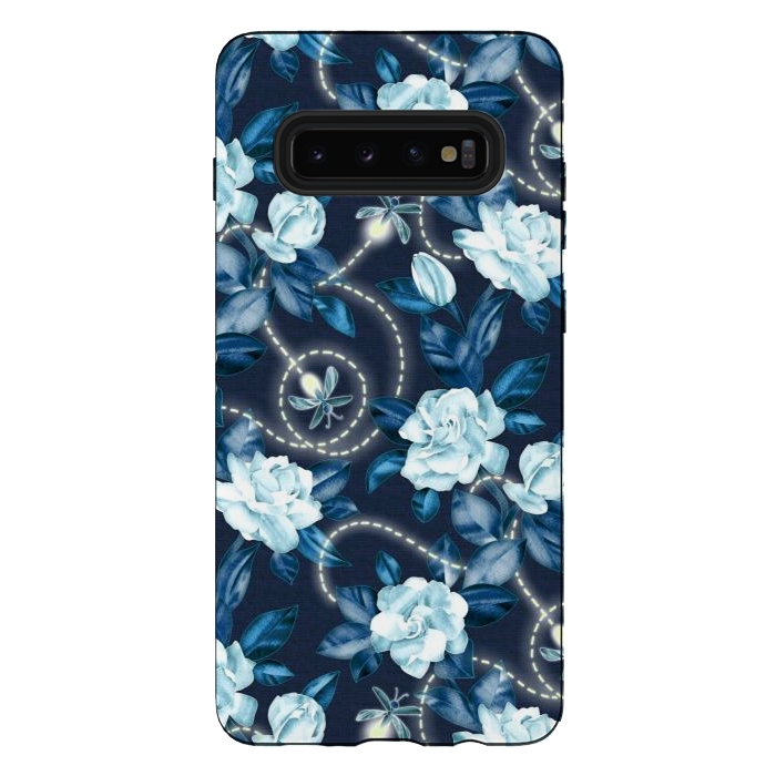 Galaxy S10 plus StrongFit Midnight Sparkles - fireflies and flowers by Micklyn Le Feuvre