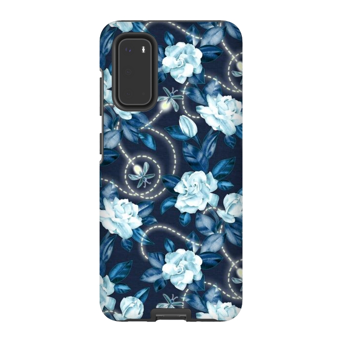 Galaxy S20 StrongFit Midnight Sparkles - fireflies and flowers by Micklyn Le Feuvre