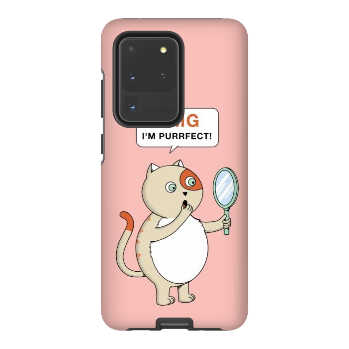 Galaxy S20 Ultra StrongFit Cat Perfect Pink by Coffee Man