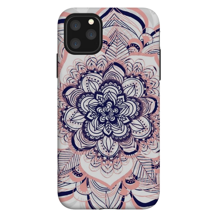 iPhone 11 Pro Max StrongFit Purple, Blue and Pink Netted Mandala by Tangerine-Tane