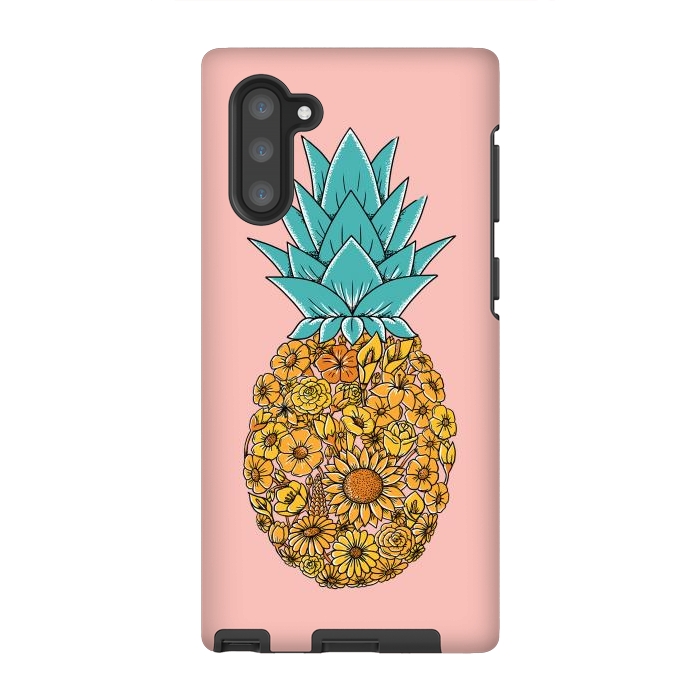 Galaxy Note 10 StrongFit Pineapple Floral Pink by Coffee Man
