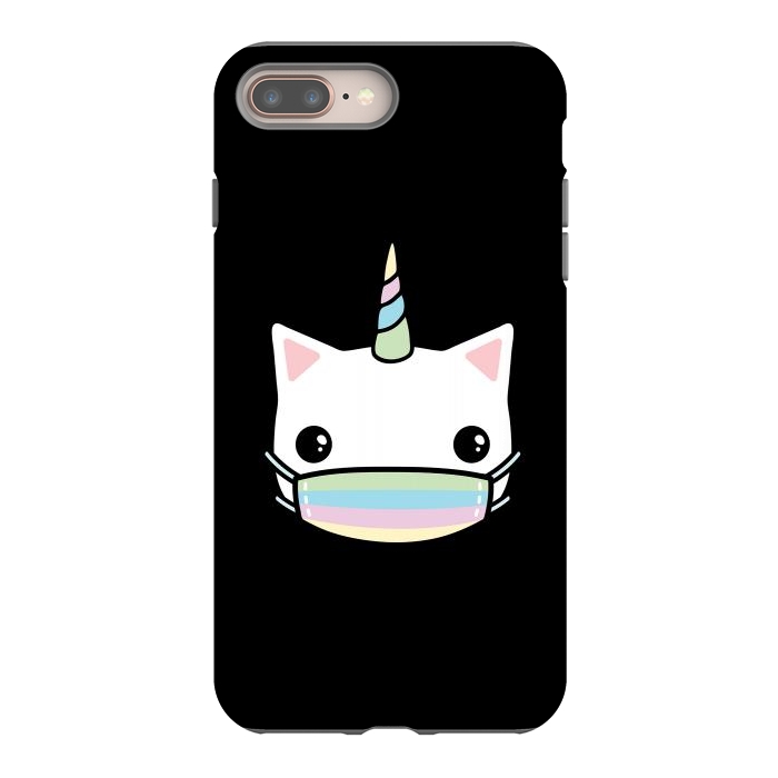 iPhone 7 plus StrongFit Rainbow face mask cat by Laura Nagel