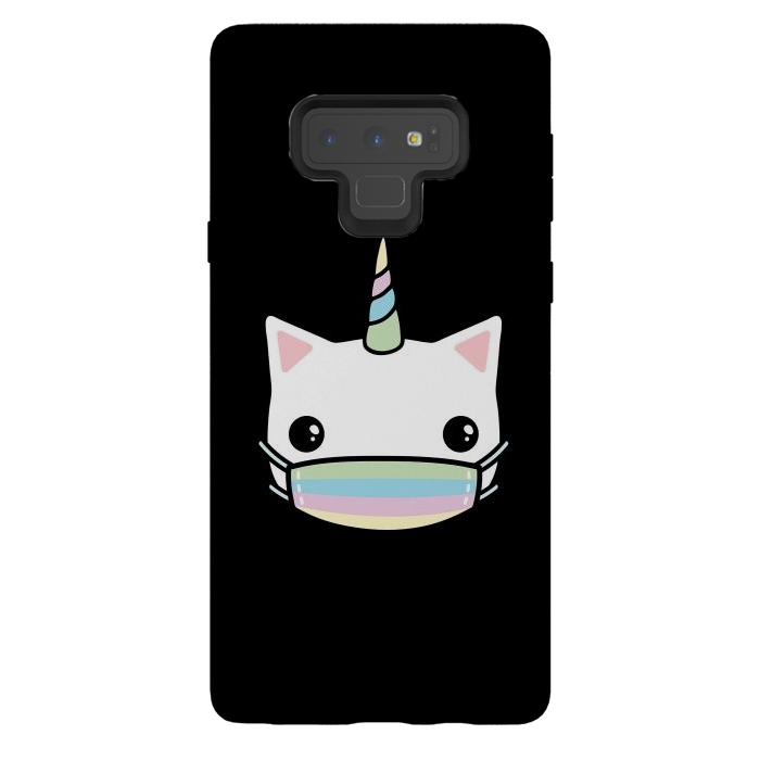 Galaxy Note 9 StrongFit Rainbow face mask cat by Laura Nagel