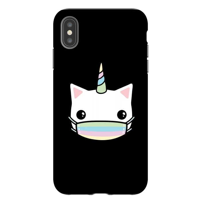 iPhone Xs Max StrongFit Rainbow face mask cat by Laura Nagel
