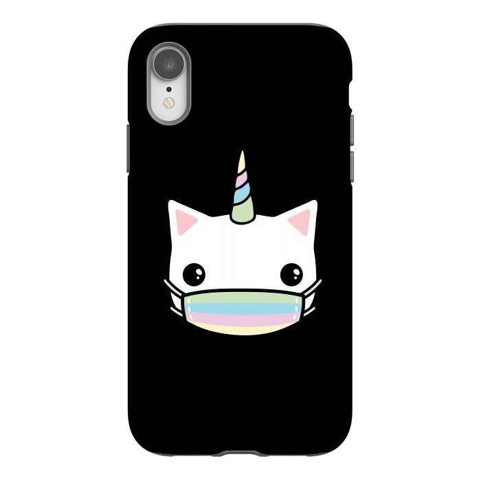 iPhone Xr StrongFit Rainbow face mask cat by Laura Nagel