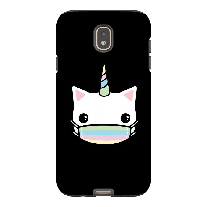 Galaxy J7 StrongFit Rainbow face mask cat by Laura Nagel